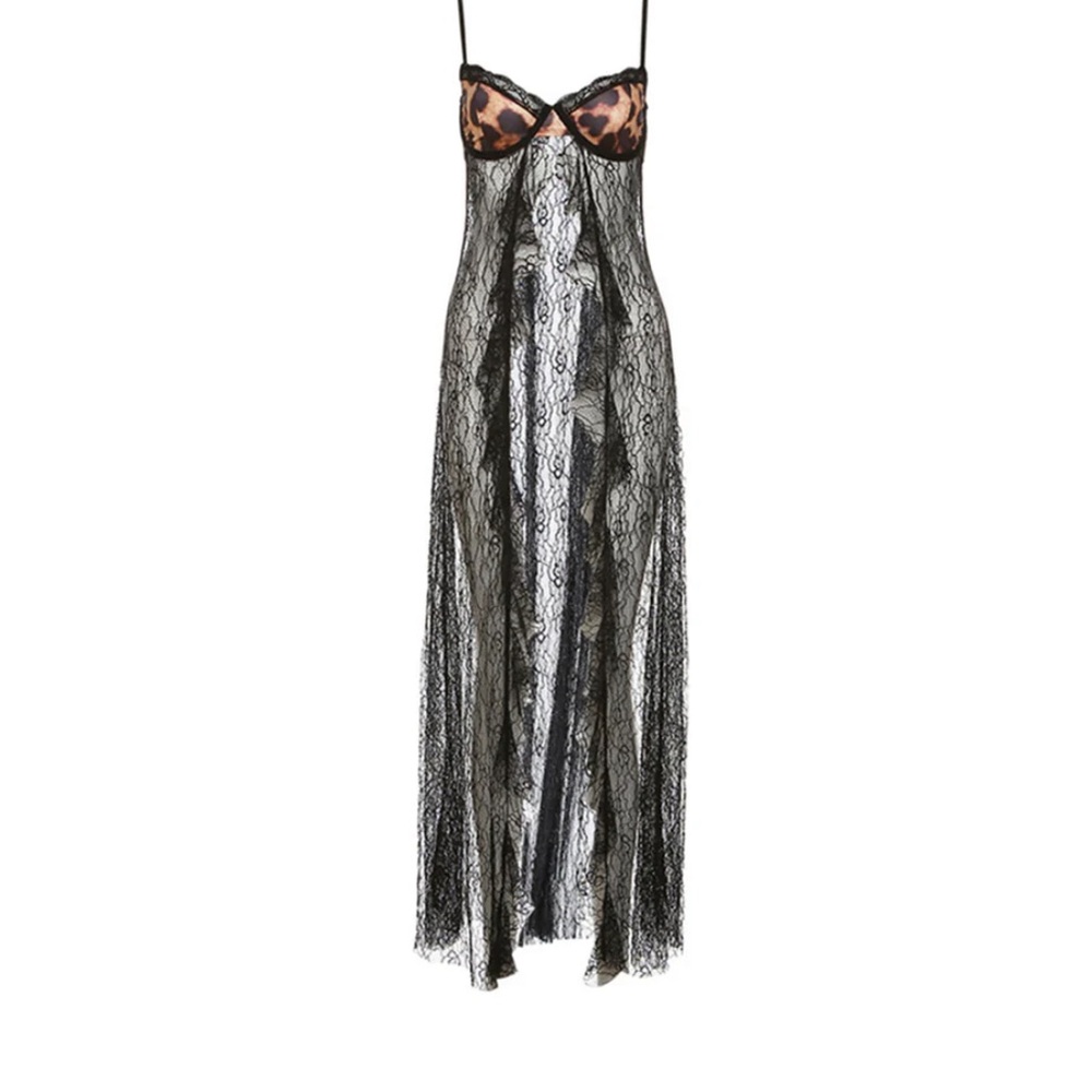 Black cheetah lace corset crop top